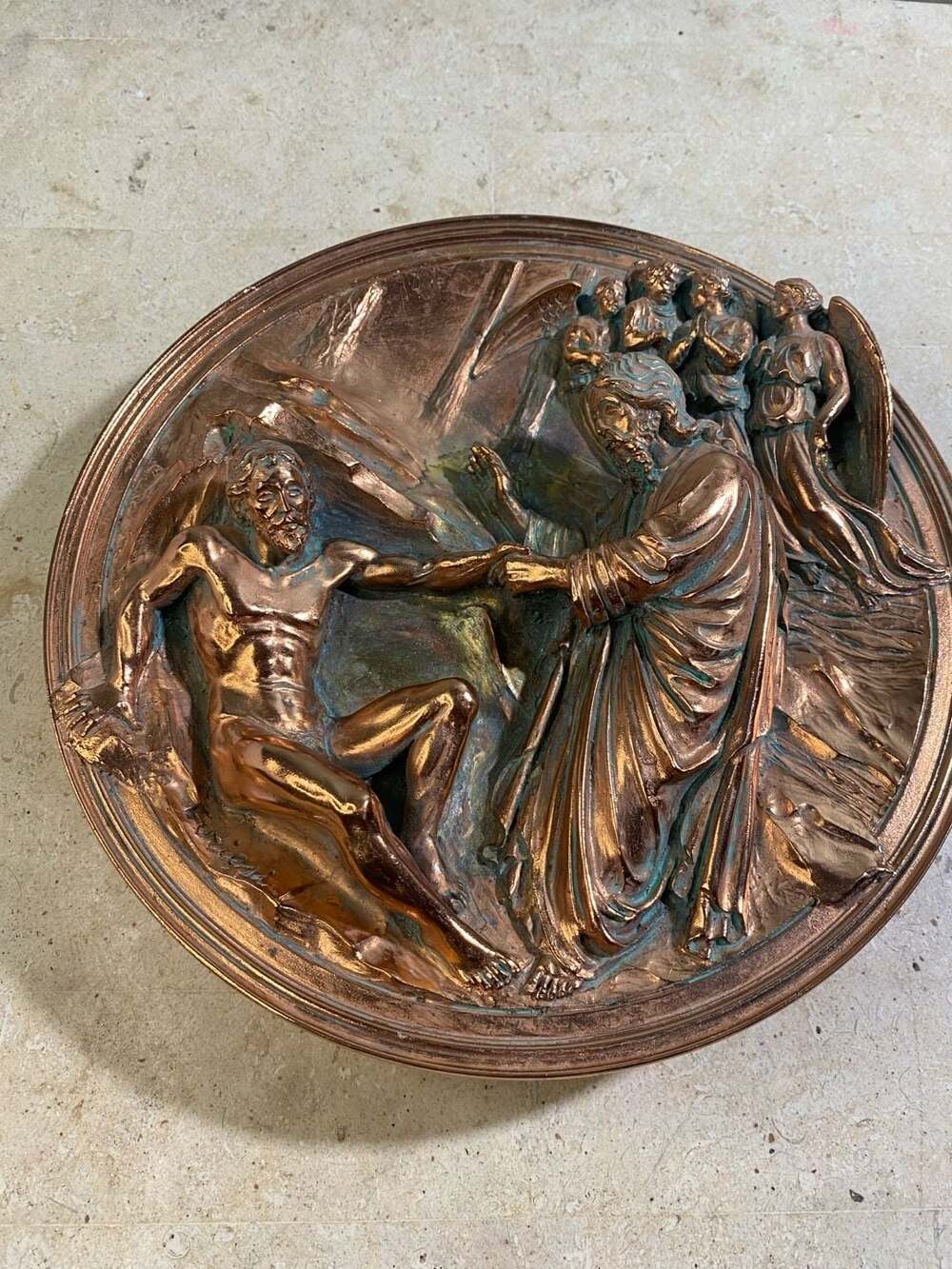 God Creates Adam" by Ennio Furiesi Bronze Collector Plate
